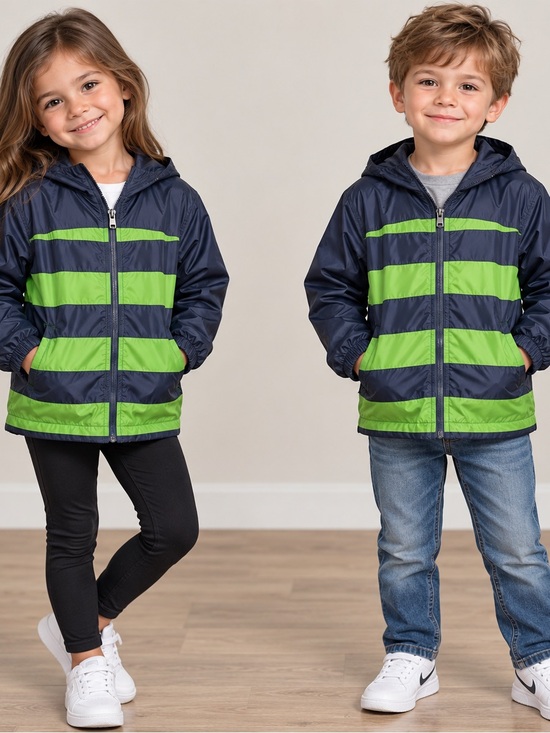 Lands' End Other - Lands' End Kids Hooded Jacket in Navy and Lime Green Stripes

0006